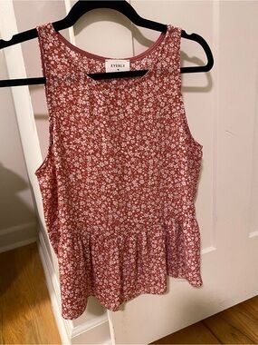 Everly Rust Red Floral Sleeveless Peplum Tank